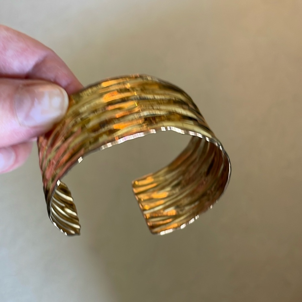 Textured Gold over Silver Cuff Bracelet